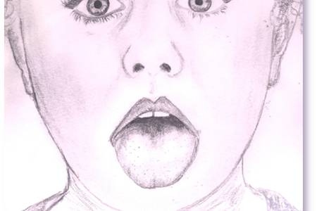 Zeichnung von einem Gesicht mit offenem Mund