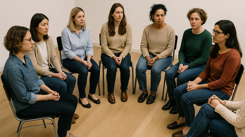 Frauen im Stuhlkreis (mit KI generiert)